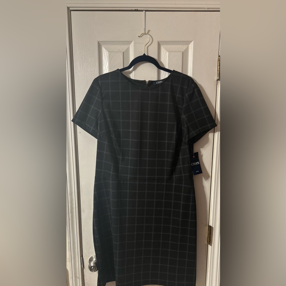 Chaps Gray Sheath Dress Crew Neck Short Sleeve